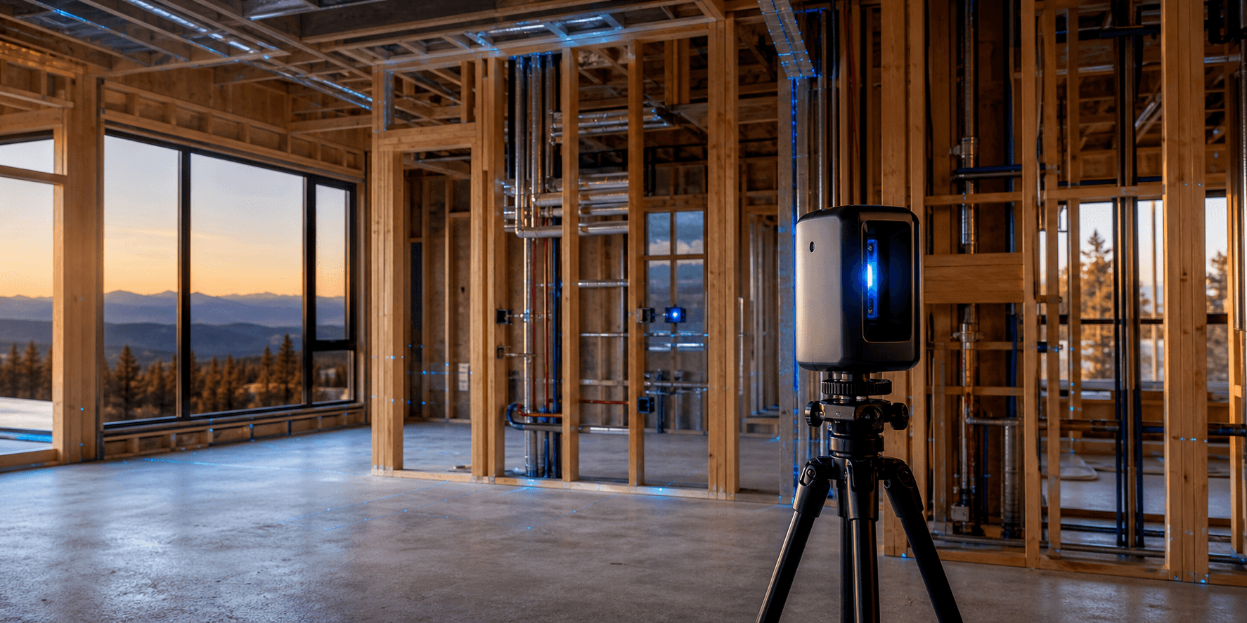 A HoLDS technician documenting a framed home before the walls are closed